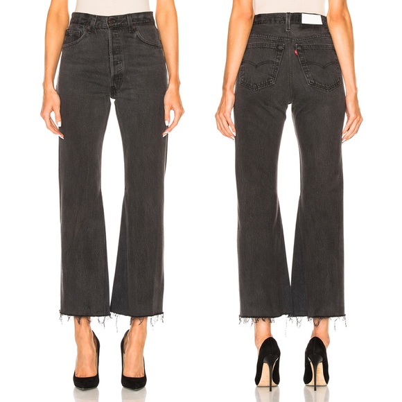 re/done Denim - RE/DONE 🖤 Leandra Black High Rise Crop Flare 27